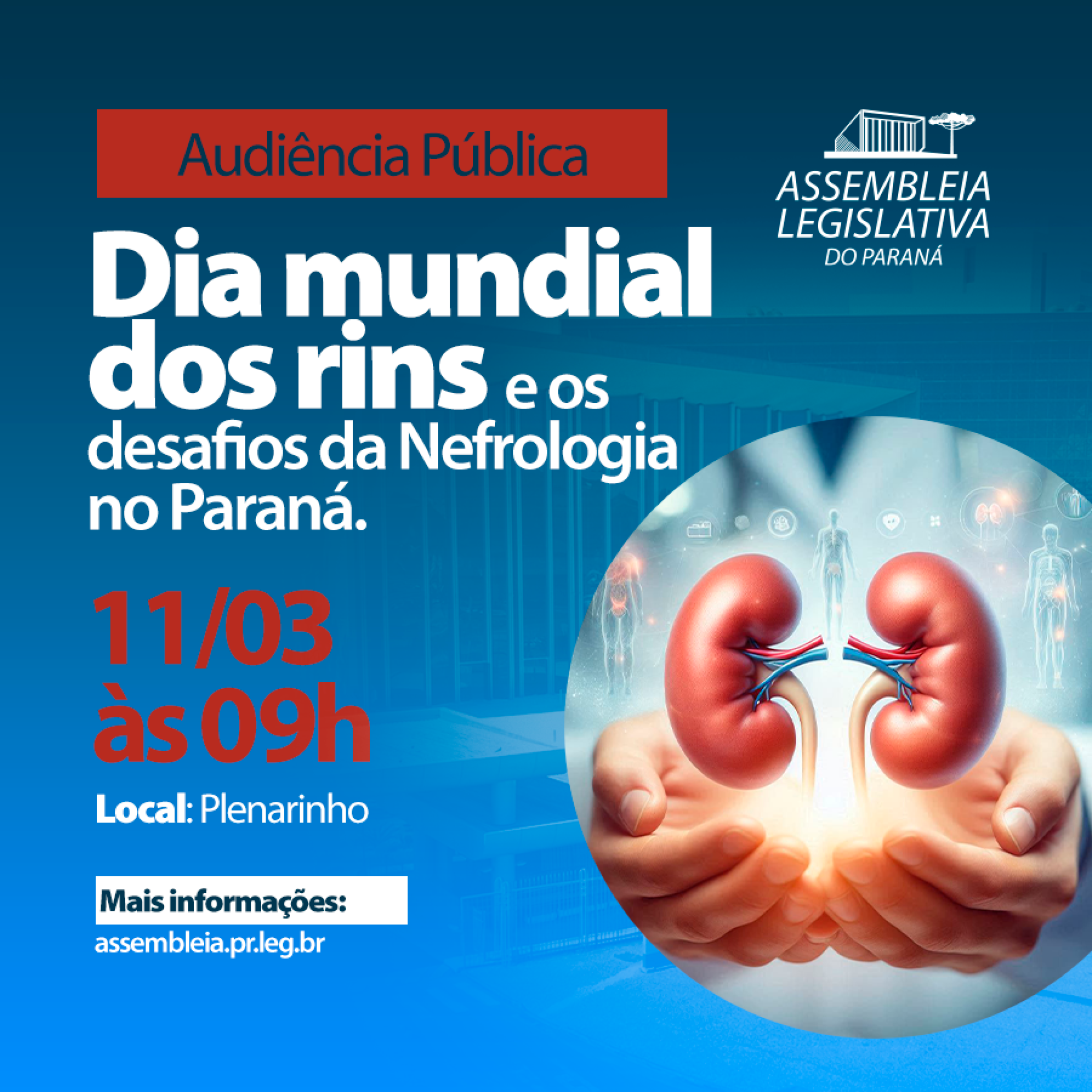 Dia Mundial do Rim: audiência pública debate desafios da nefrologia no Paraná