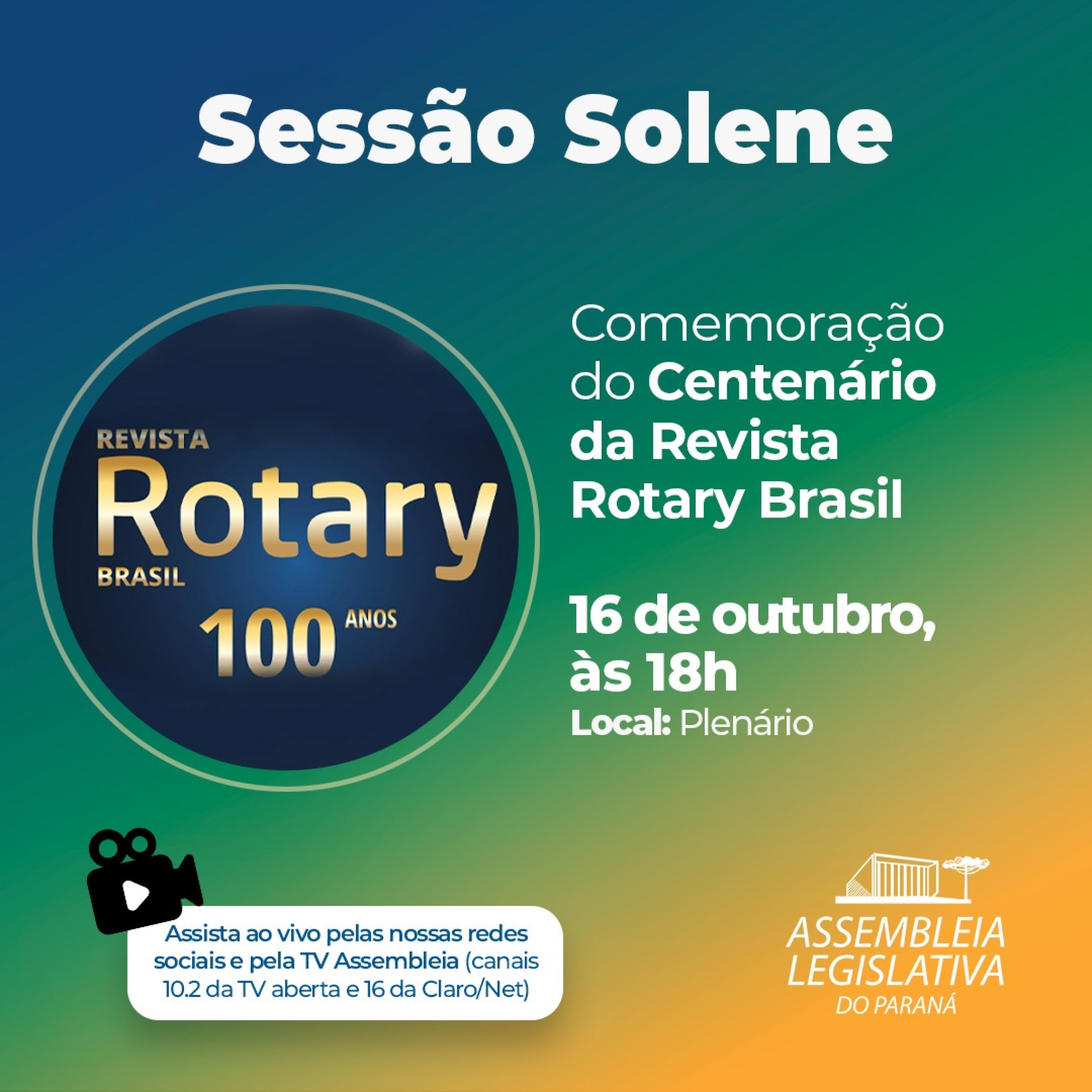 Centenário da Revista Rotary Brasil será comemorado na Assembleia Legislativa do Paraná
