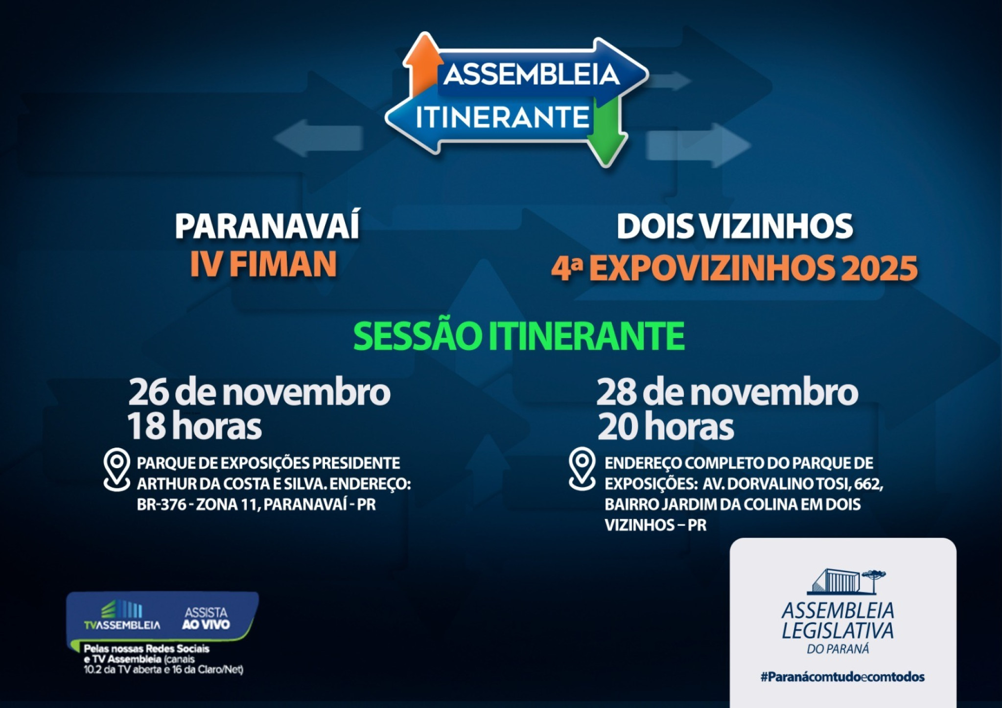Assembleia Itinerante chega a Paranavaí e Dois Vizinhos para duas novas edições em novembro