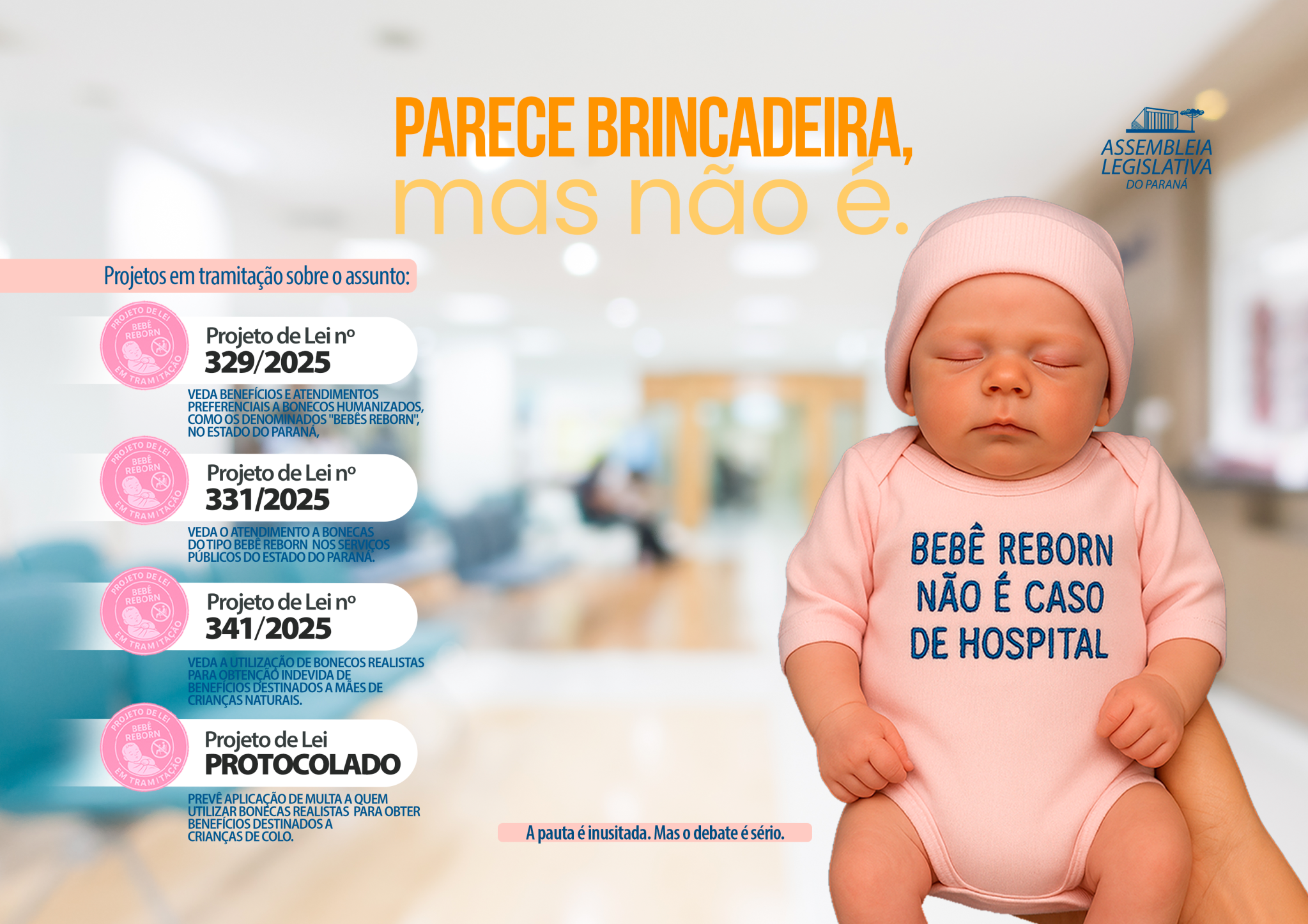 Projetos de lei visam impedir a utilização de bebês reborn para obter atendimentos prioritários no Paraná