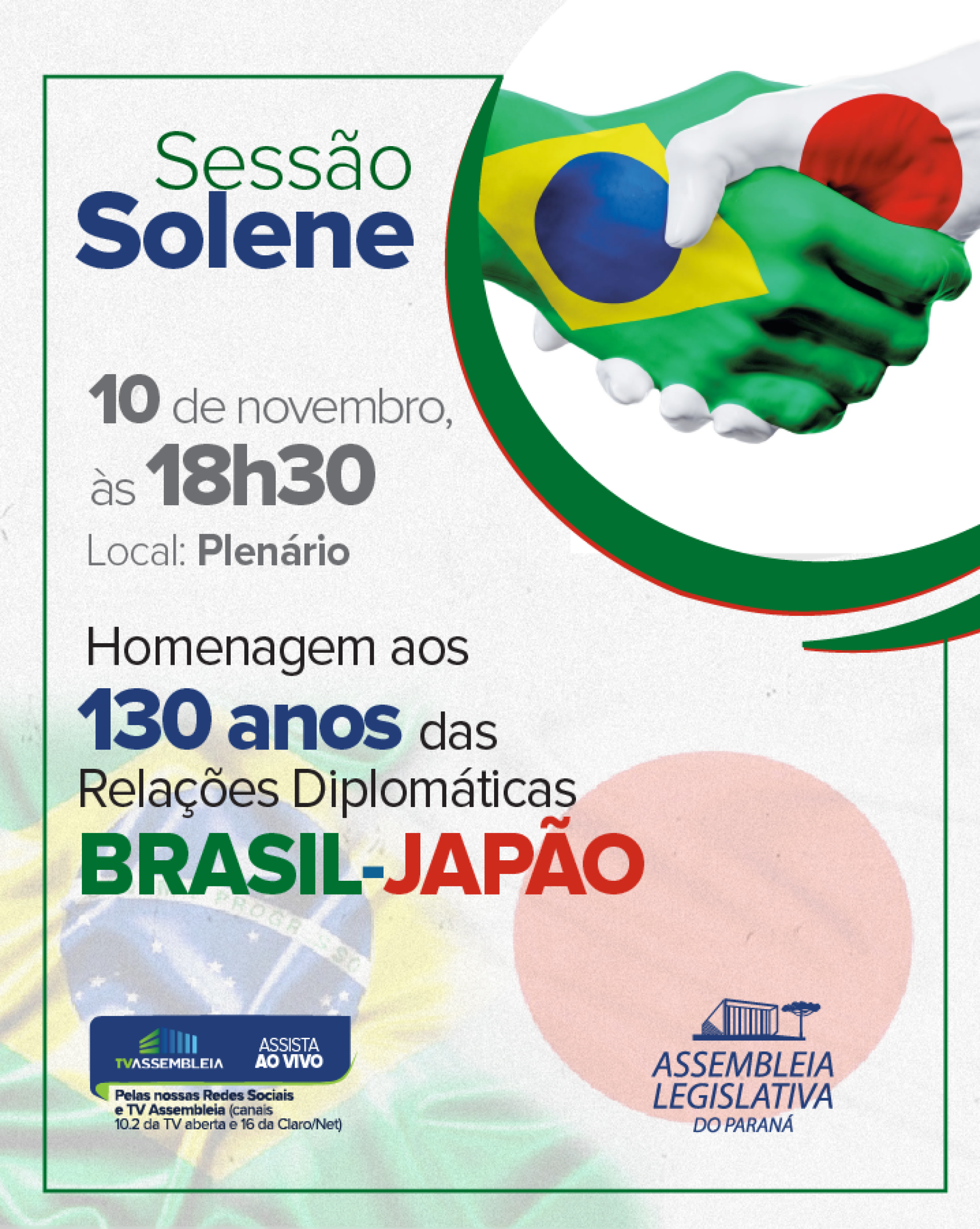 Sessão solene homenageia os 130 anos de relações diplomáticas entre Brasil e Japão