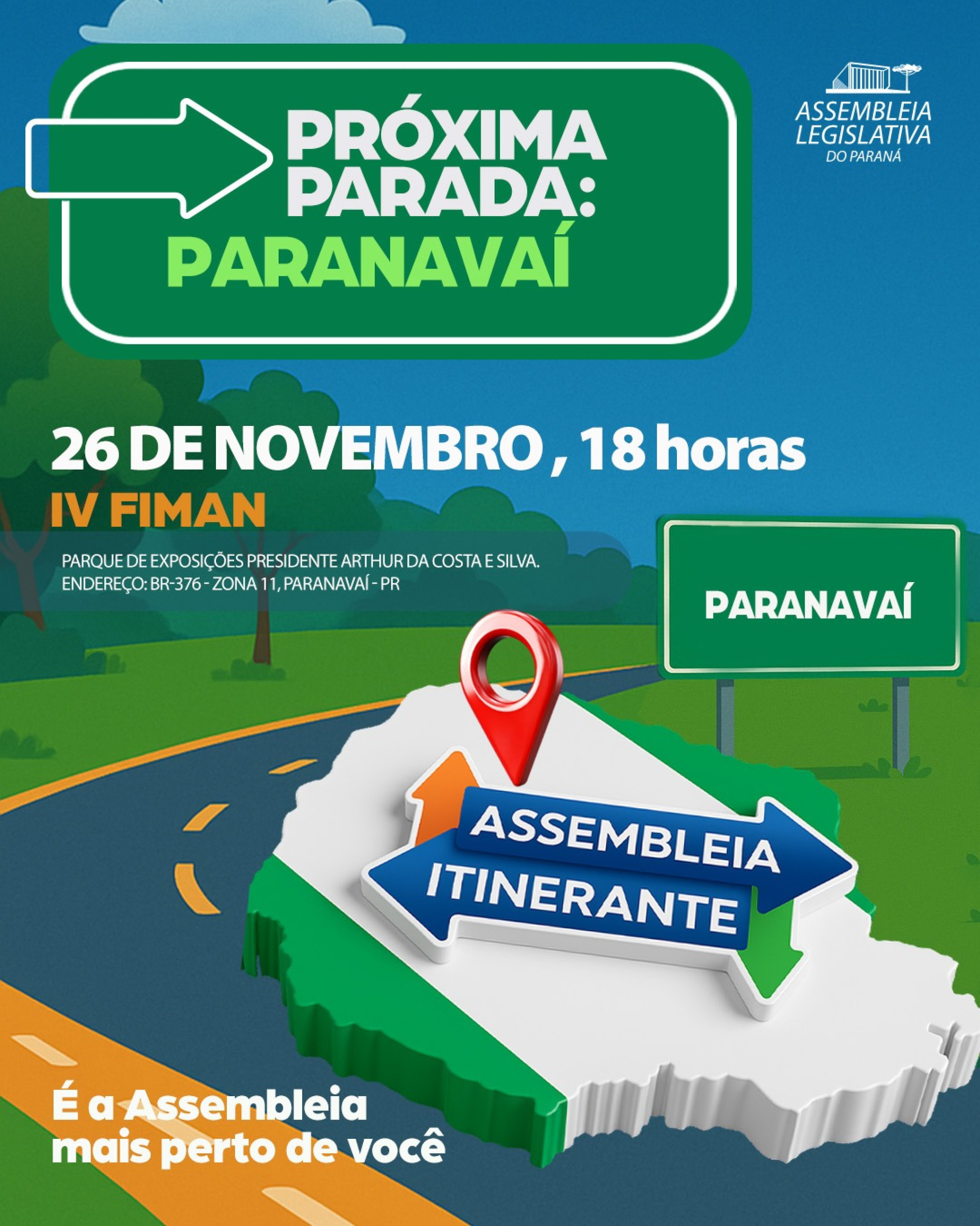 Assembleia Itinerante chega pela 3ª vez a Paranavaí nesta quarta-feira (26)
