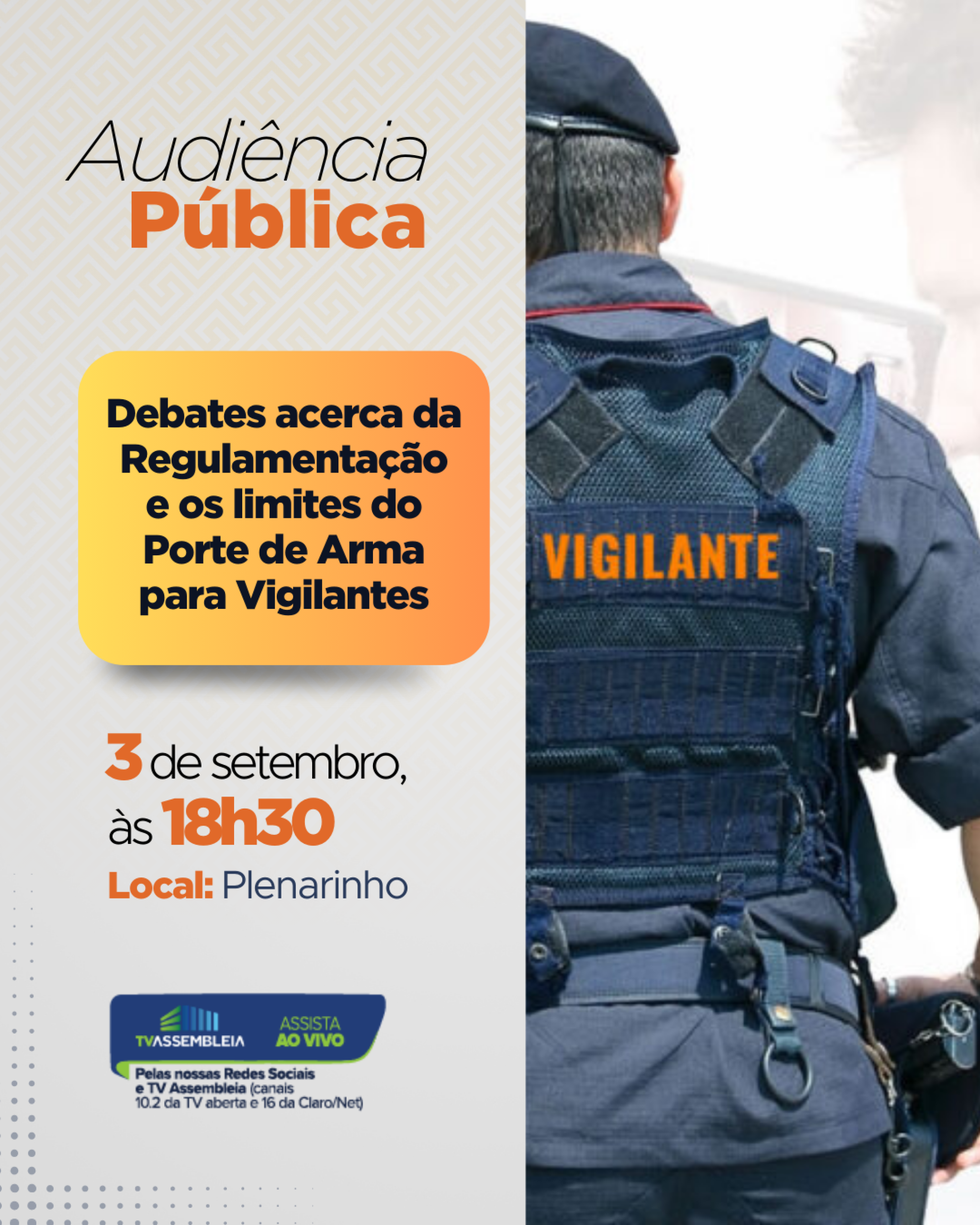 Audiência Pública na Assembleia Legislativa vai debater direitos e reivindicações dos vigilantes do Paraná
