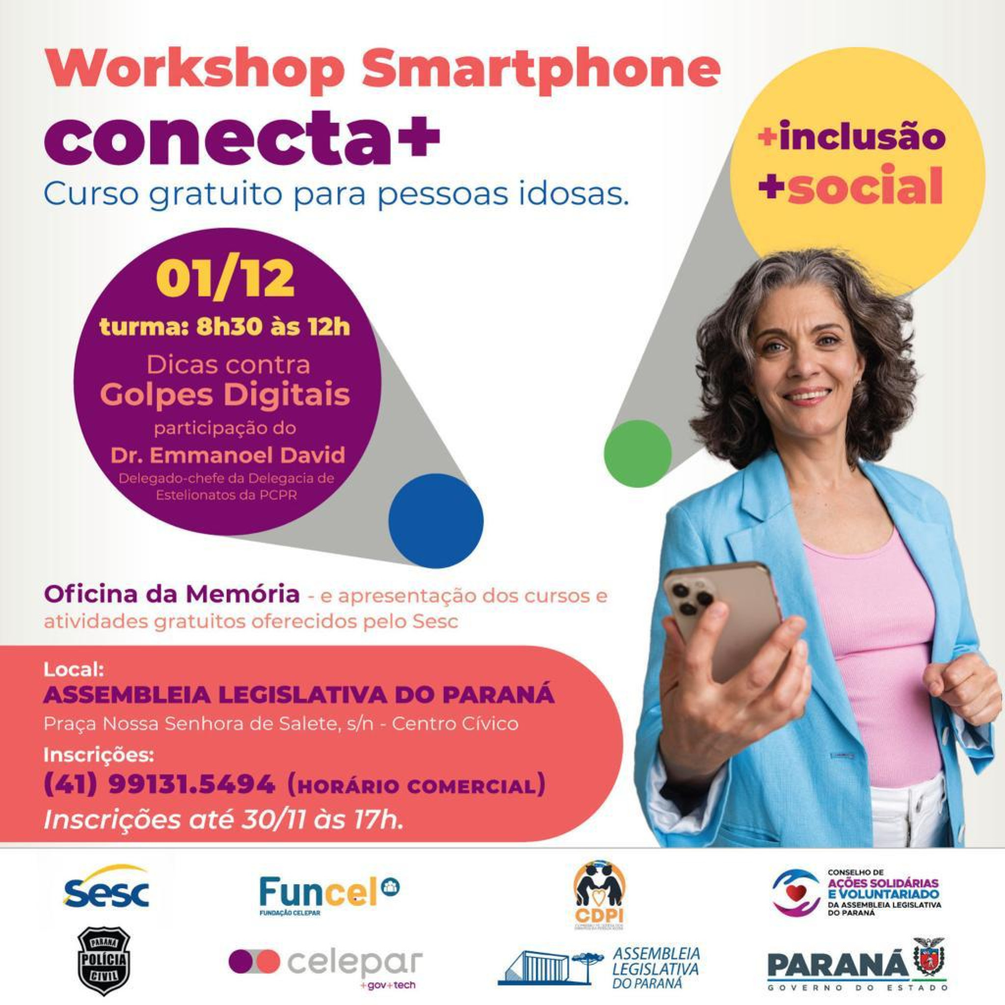 Com apoio da CDPI, Assembleia promove terceiro curso para idosos sobre o uso de celulares com foco na prevenção de golpes virtuais
