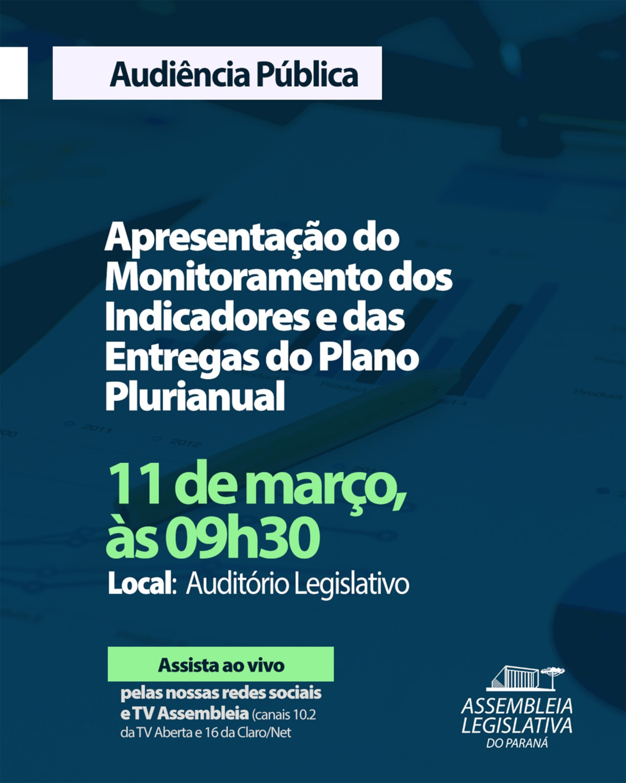 Audiência Pública nesta terça-feira (11) apresenta relatório da execução das metas do PPA