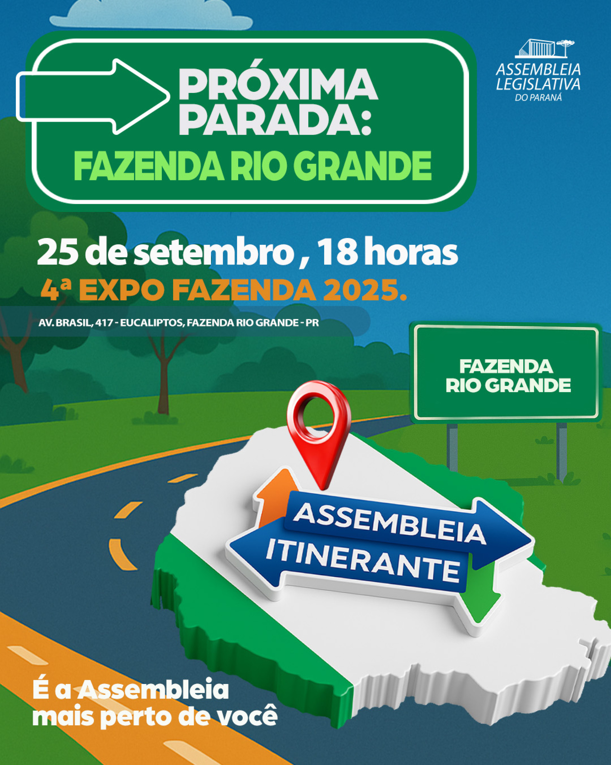 Sessão especial e homenagens marcam a 30ª edição do Assembleia Itinerante nesta quinta-feira (25), em Fazenda Rio Grande