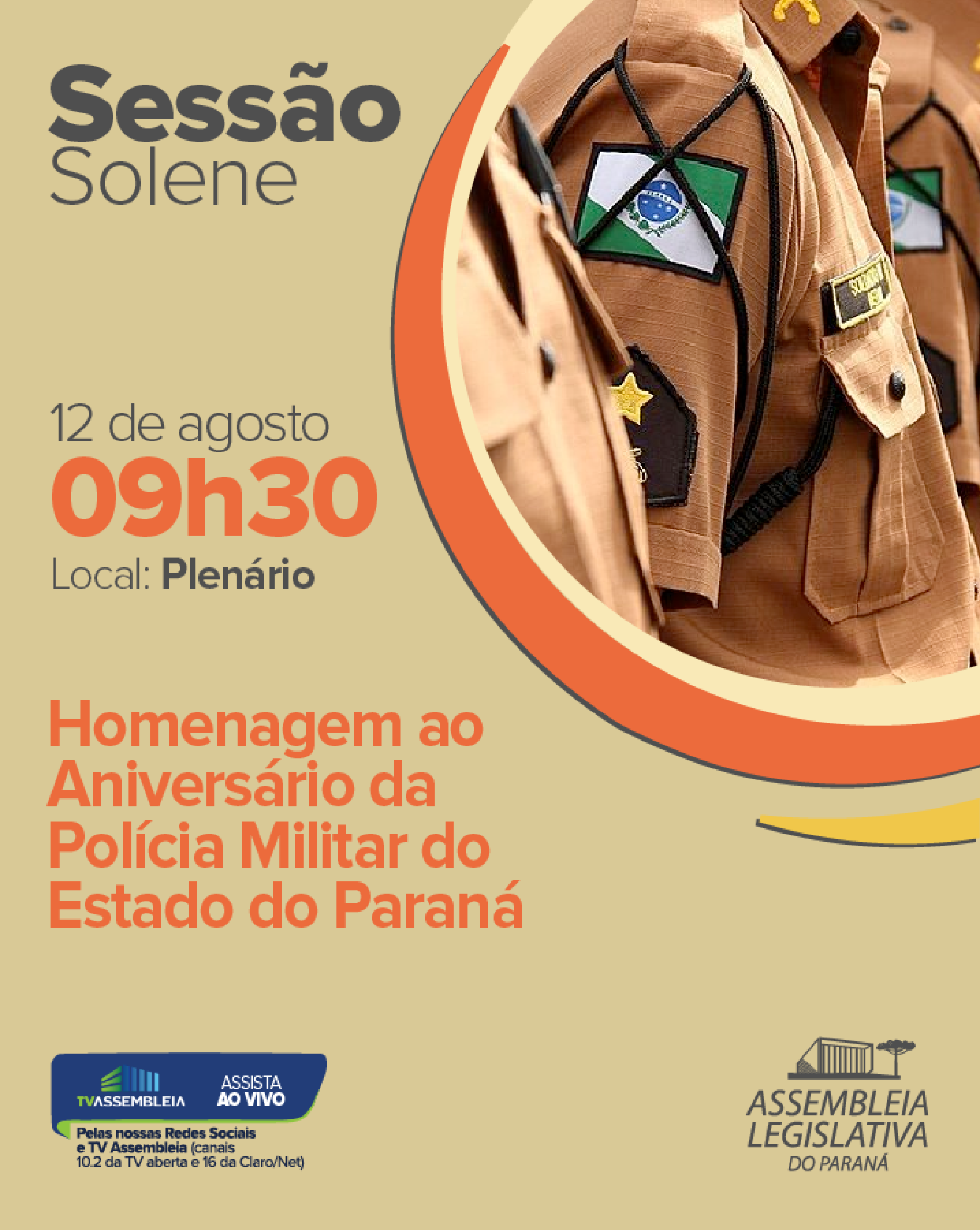 Assembleia realiza nesta terça-feira (12) sessão solene em homenagem aos 171 anos da Polícia Militar do Paraná