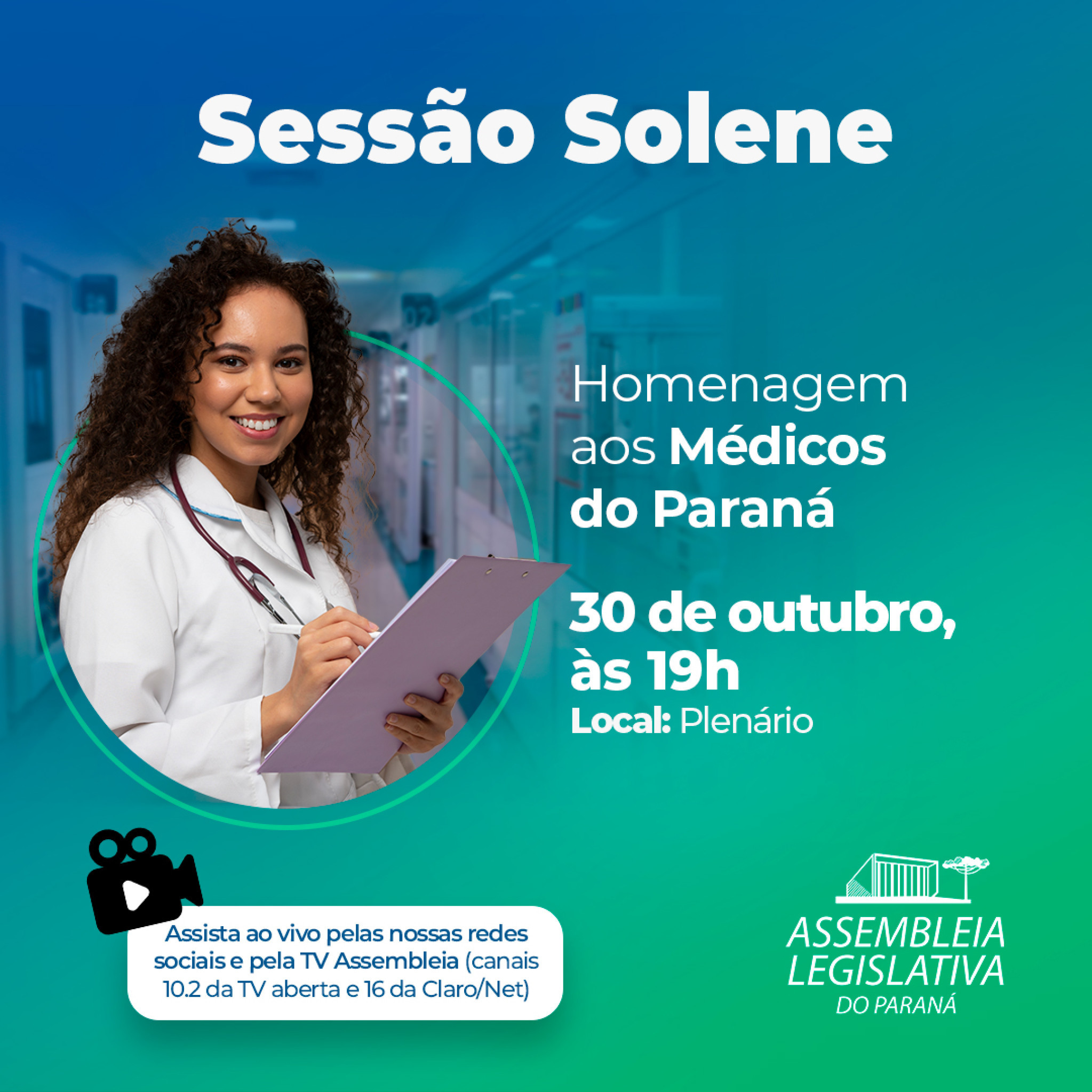 Médicos do Paraná serão homenageados na Assembleia Legislativa durante Sessão Solene