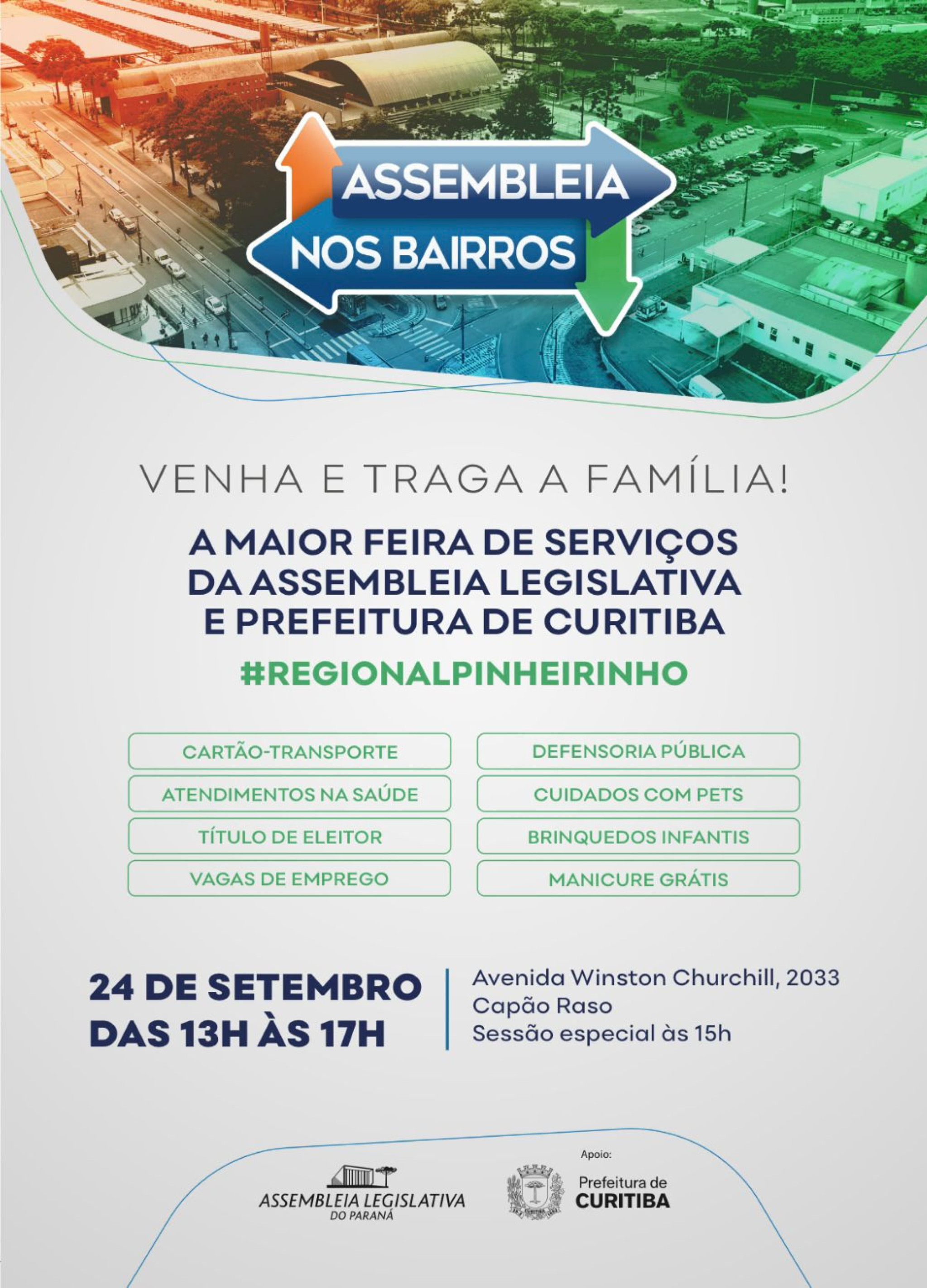 Regional do Pinheirinho recebe a 4ª edição do Assembleia nos Bairros na próxima quarta-feira (24)