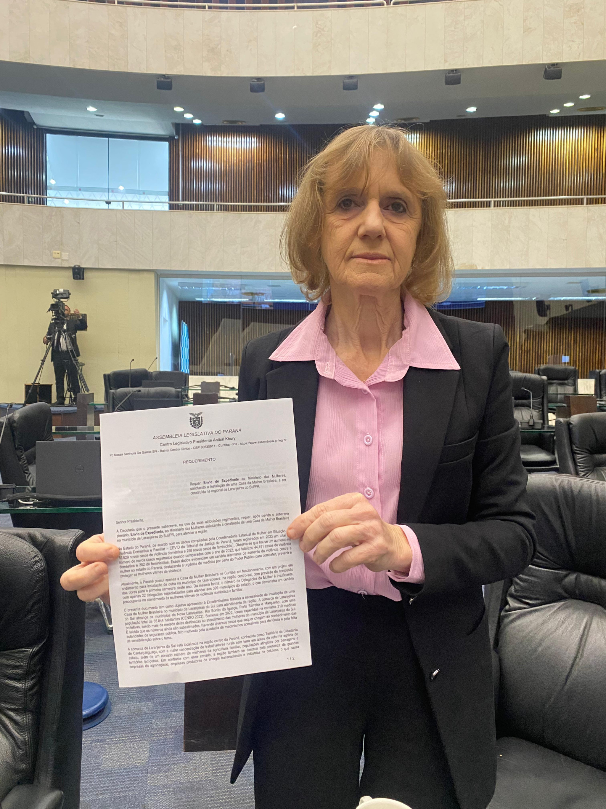 Deputada Luciana Rafagnin (PT) pede ao Ministério da Mulheres construção da Casa da Mulher Brasileira em Laranjeiras do Sul