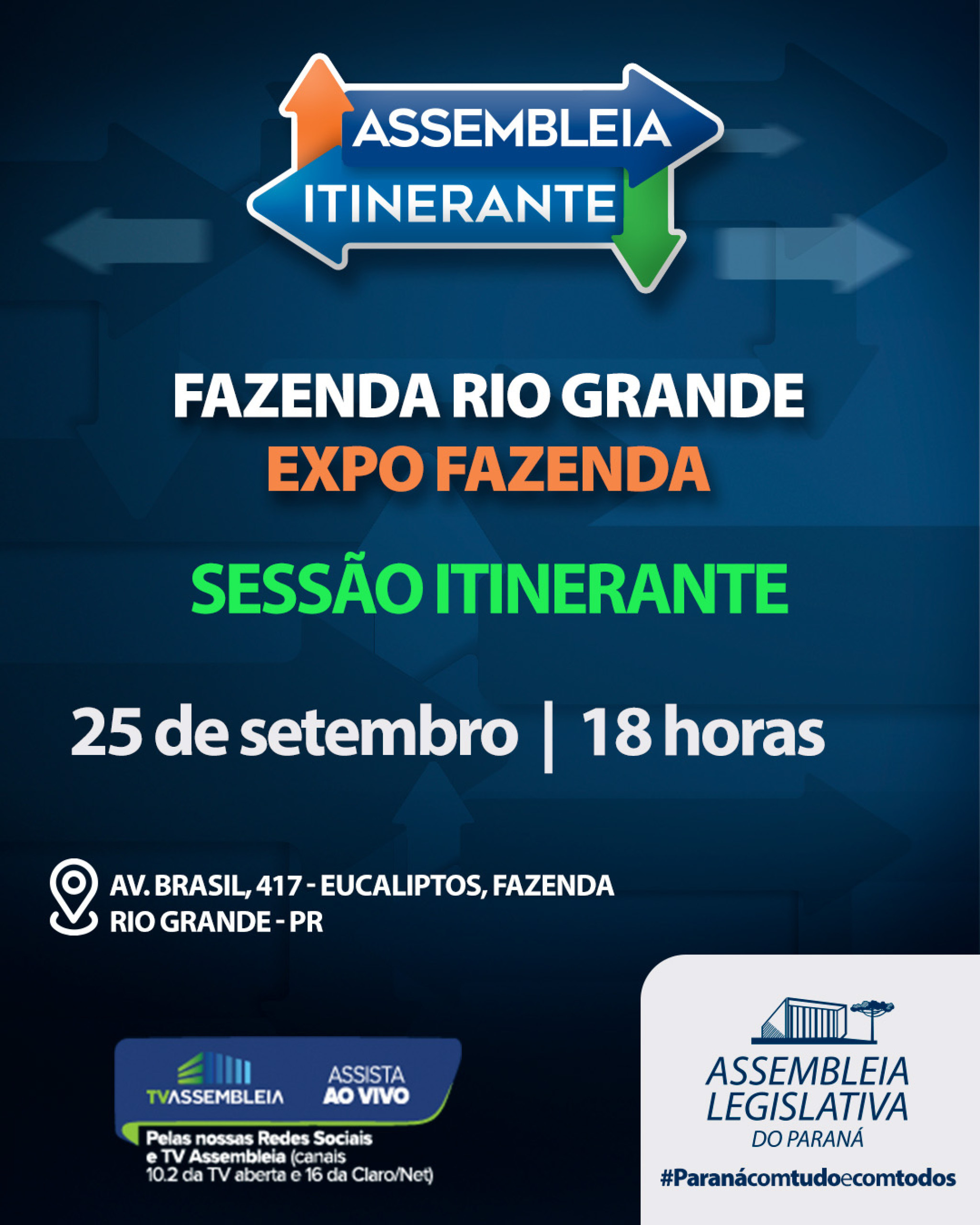 Assembleia Itinerante chega à 30ª edição em Fazenda Rio Grande nesta quinta-feira (25)