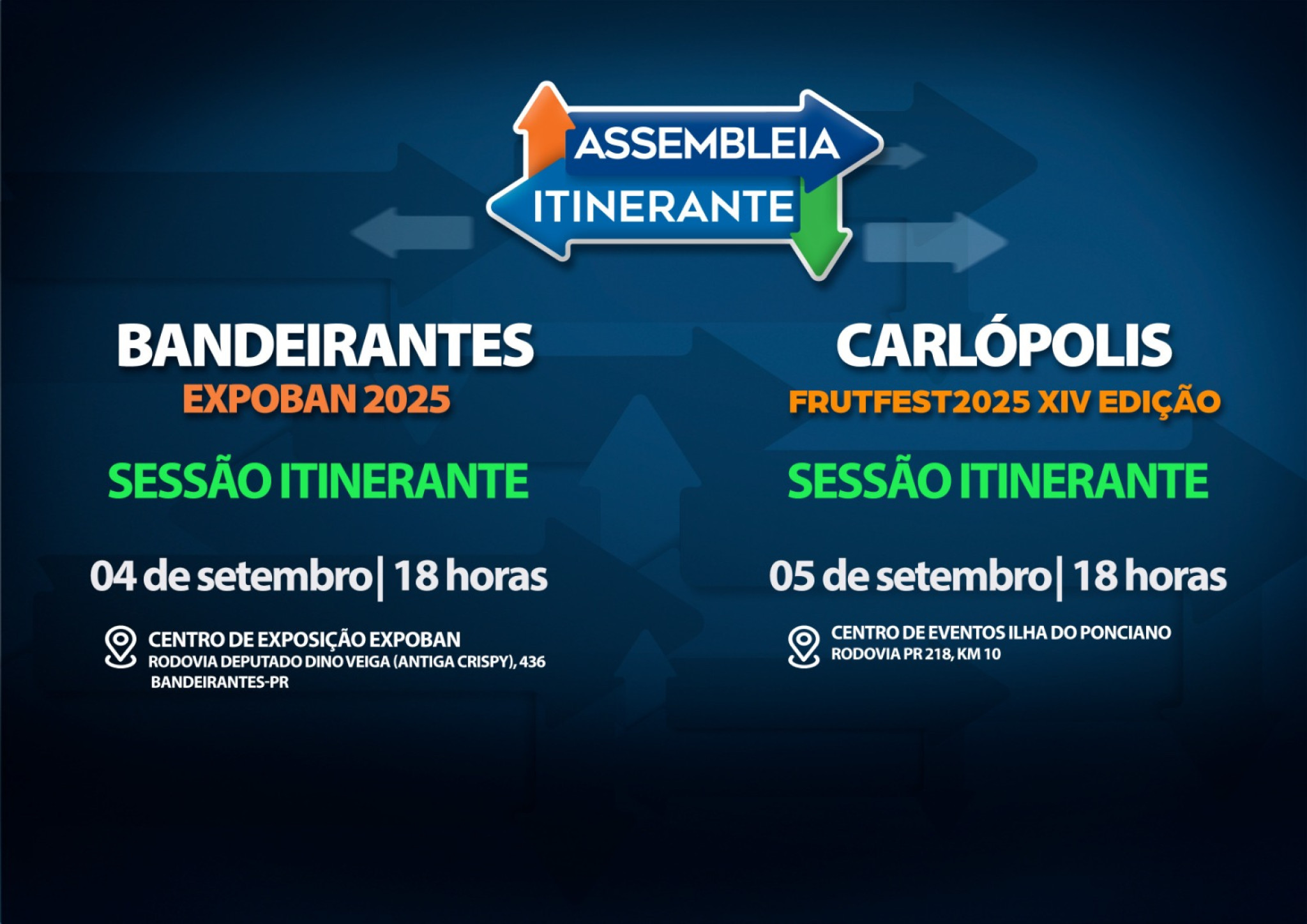 Assembleia Itinerante leva Sessões Especiais a Bandeirantes e Carlópolis nesta semana