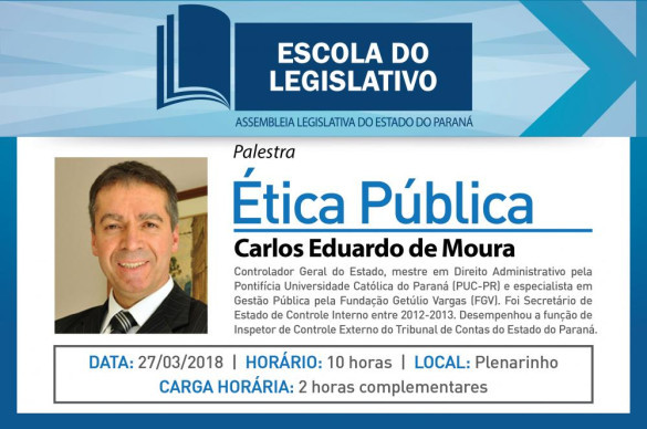 Ética Pública é o tema da palestra que será promovida pela Escola do Legislativo nesta terça-feira (27)