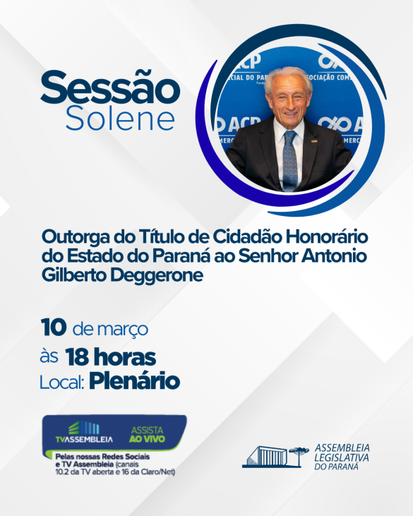 Assembleia Legislativa realiza solenidade para conceder título de Cidadão Honorário a Antonio Gilberto Deggerone