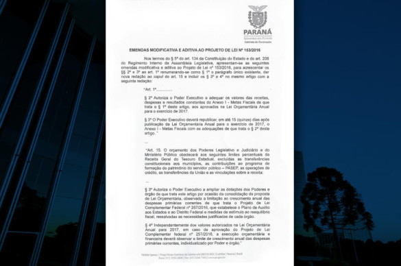 Governador Beto Richa substitui emenda à LDO que condicionava reajustes e promoções dos servidores