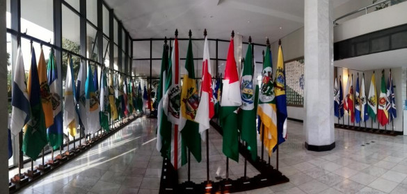 Assembleia homenageia municípios com galeria de bandeiras