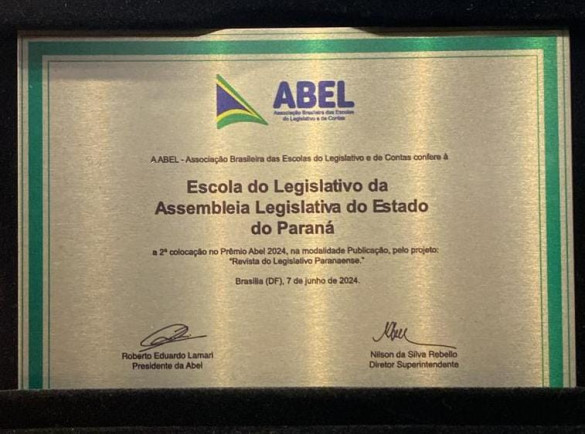 Revista do Legislativo Paranaense conquista prêmio nacional pelas contribuições a educação e cidadania